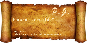 Pascus Jeremiás névjegykártya
